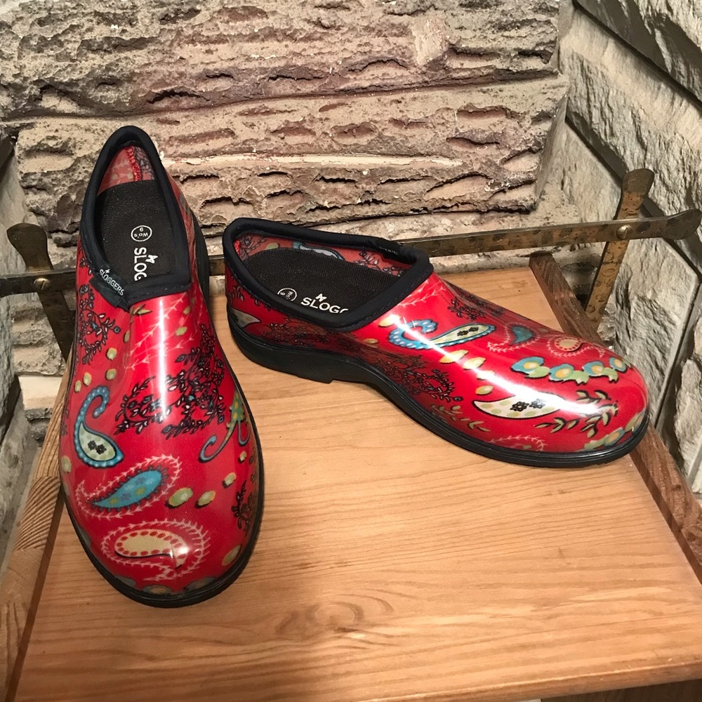 Sloggers paisley waterproof multicolored rain garden slip on shoes rubber boots